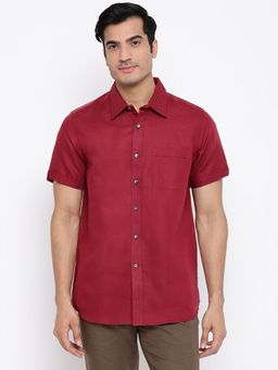 Fabindia - Red Linen Blend Comfort Fit Casual Shirt