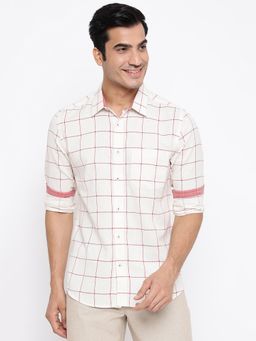 Fabindia - White Cotton Checks Casual Shirt