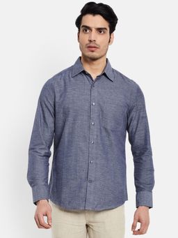 Fabindia - Dark Blue Cotton Slim Fit Casual Shirt