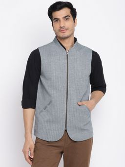 Fabindia - Grey Cotton Slim Fit Jacket