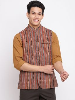 Fabindia - Multi-color Cotton Hand Block Printed Slim Fit Jacket