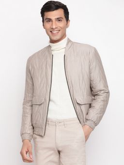 Fabindia - Grey Cotton Silk Quilting Straight Fit Bomber Jacket (S)