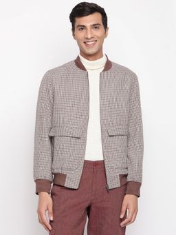 Fabindia - Brown Wool Checks Bomber Jacket (XL)