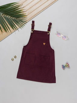 Purple United Kids - Girls Burgundy Solid Dungaree