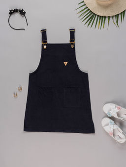 Purple United Kids - Girls Navy Blue Solid Dungaree