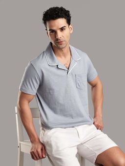 Tommy Hilfiger - Grey Solid Regular-Fit Cotton Polo T-Shirt