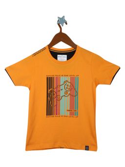 Monte Carlo - Boys Cotton Blend Printed Orange T-Shirt