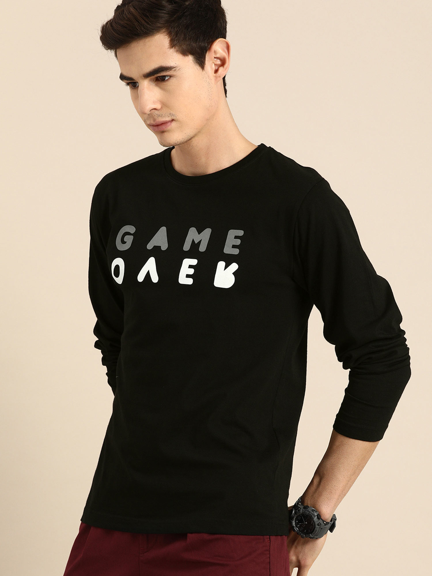 Over Minimal Full Sleeve T-Shirt Black 