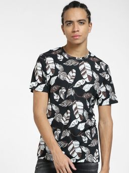 Jack & Jones - Black All Over Print Crew Neck T-shirt