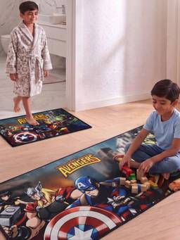 Athom Living - Avengers Runner Carpet And Get Bathmat Free Multi-Color (2.5x5 feet)