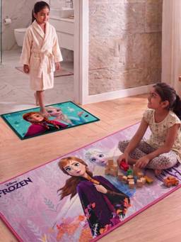 Athom Living - Disney Frozen Sisters Runner Carpet And Get Bathmat Free (2.5x5 feet)