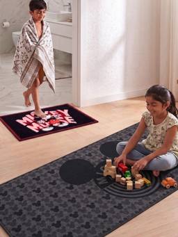 Athom Living - Mickey Mouse Runner Carpet And Get Bathmat Free Grey (2.5x5 feet)