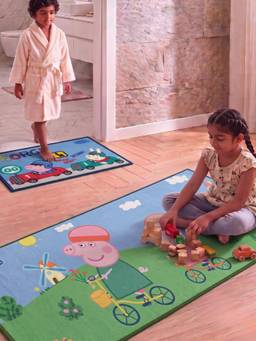 Athom Living - Peppa Pig Runner Carpet And Get Bathmat Free Multi-Color (2.5x5 feet)