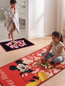 Athom Living - Mickey Mouse Runner Carpet And Get Bathmat Free Multi-Color (2.5x5 feet)