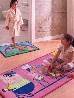 Athom Living - Peppa Pig Runner Carpet And Get Bathmat Free Multi-Color (2.5x5 feet)