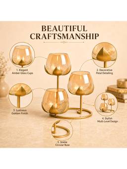 Voncasa - Gold Toned Ribbed-Designed Durable Lightweight Decorative