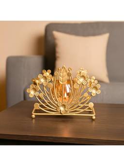 Voncasa - Gold Toned Lustre-Finish Lotus Holder With Stand