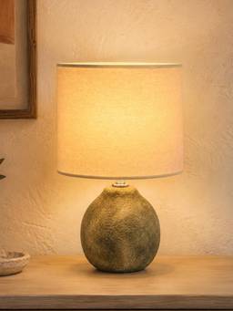Homesake - Artisan Distressed Ceramic Table Lamp With Fabric Shade Off White