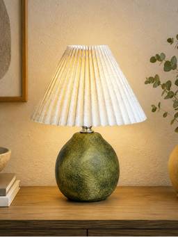 Homesake - Artisan Distressed Ceramic Table Lamp With Fabric Shade Off White