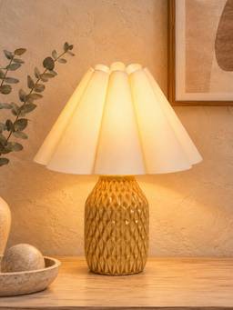 Homesake - Artisan Textured Ceramic Table Lamp With Fabric Shade White