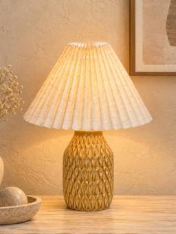 Homesake - Artisan Textured Ceramic Table Lamp With Fabric Shade Off White