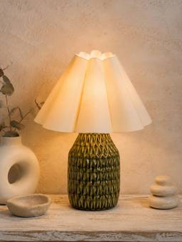 Homesake - Artisan Textured Ceramic Table Lamp With Fabric Shade White
