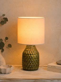 Homesake - Artisan Textured Ceramic Table Lamp With Fabric Shade Off White