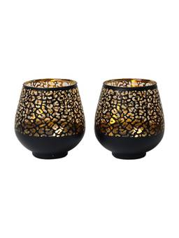 Voncasa - Black Cylindrical Face Ceramic Light Holder (Pack of 2)