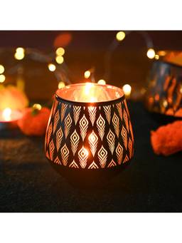 Voncasa - Grey Geometric Ceramic Light Holder For Flower Pot (Pack of 2)
