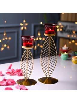 Voncasa - Metal & Glass Goblet T-Light Holder (Pack of 2)