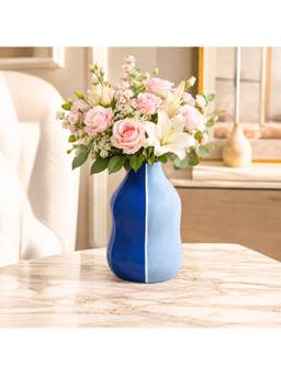 Voncasa - Sky Blue & Royal Blue Ceramic Flower Vase