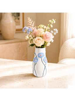 Voncasa - White & Blue Ceramic Flower Vase