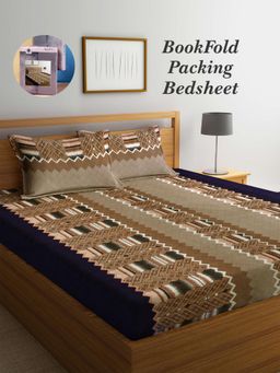 ARRABI - Multi-Color Indian Cotton Blend Book Fold Bedsheet With 2 Pillow Covers (King)