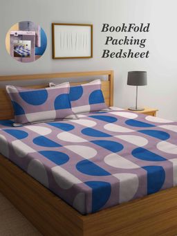 ARRABI - Multi-Color Abstract Cotton Blend Book Fold Bedsheet With 2 Pillow Covers (King)