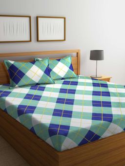 ARRABI - Multi Geometric Cotton Blend Bedsheet With 2 Pillow Covers (King)