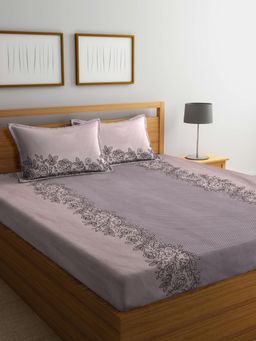 ARRABI - Floral Cotton Blend Bedsheet With 2 Pillow Covers (King)