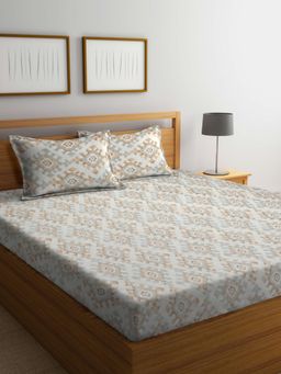 ARRABI - Multi Graphic Cotton Blend Bedsheet With 2 Pillow Covers (King)