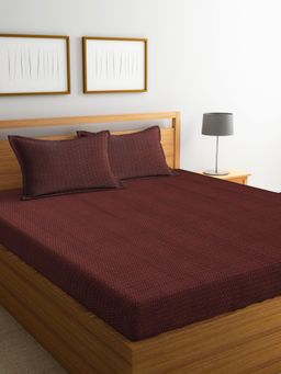 ARRABI - Brown Stripes Handwoven Cotton Super Bedsheet With 2 Pillow Covers (Super King)