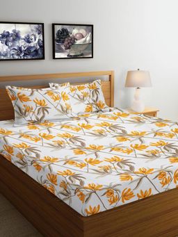 ARRABI - Multi Floral Cotton Blend Bedsheet With 2 Pillow Covers (King)