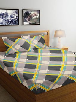 ARRABI - Multi Geometric Cotton Blend Bedsheet With 2 Pillow Covers (King)