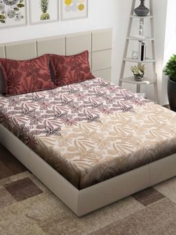 ARRABI - Floral Cotton Blend Super Bedsheet With 2 Pillow Covers (Super King)