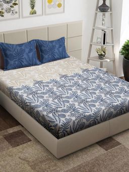 ARRABI - Floral Cotton Blend Super Bedsheet With 2 Pillow Covers (Super King)