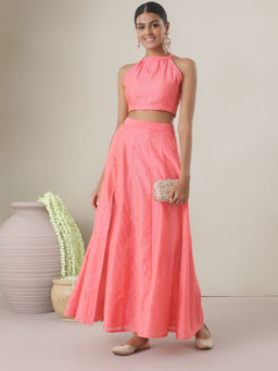 Gajra Gang - Butalicious Pink Crop Top & Skirt (Set of 2)
