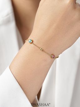 SWASHAA - Multi-Colour Zaria Crystal Glow 18K Gold Plated Bracelet