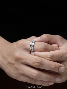 SWASHAA - Multi-Colour Elric Diamond Band Men's Ring