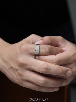 SWASHAA - White Zayen Diamond Signet Men's Ring