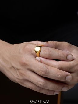SWASHAA - Gold Zane Matte Signet Men's Ring