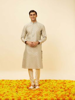 Twamev - Men Green Self Design Kurta with Churidar (Set of 2)