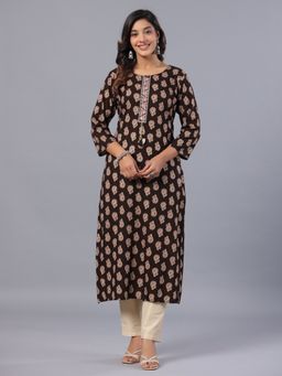Amchoor - Brown Paisley Print Kurta