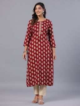 Amchoor - Maroon Paisley Print Kurta